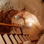 a wooden structure with a light inside