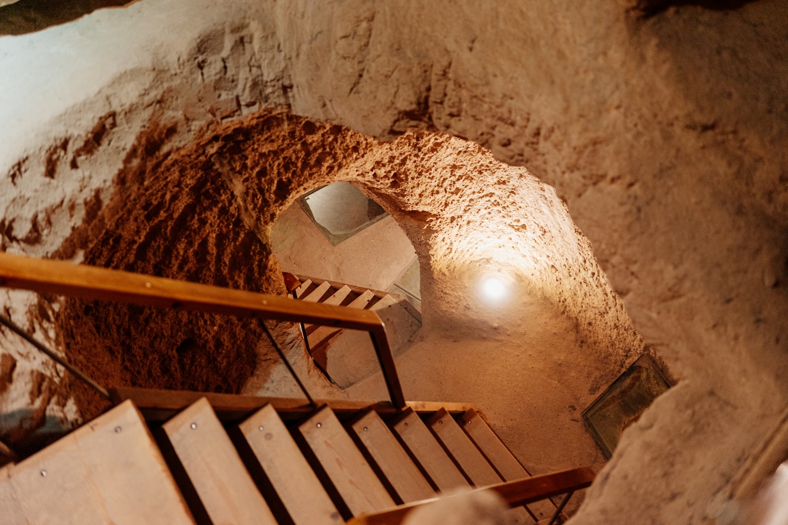 a wooden structure with a light inside